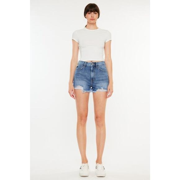 KanCan Distressed Raw Hem High Waist Denim Shorts - KC9145M - Size 13/30 - Picture 6 of 8